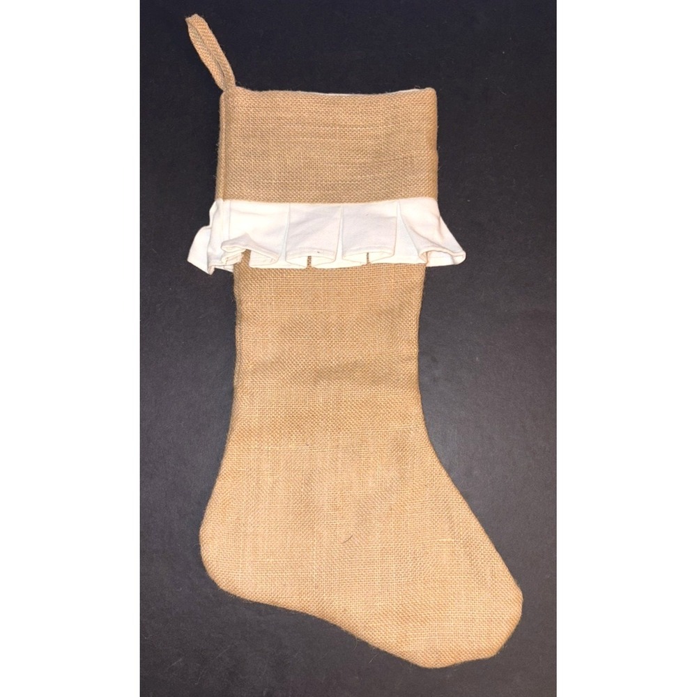 100% Natural Burlap Jute Holiday Christmas Stocking 20 inch